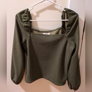 Madewell Crepe Square-Neck Puff-Sleeve Top